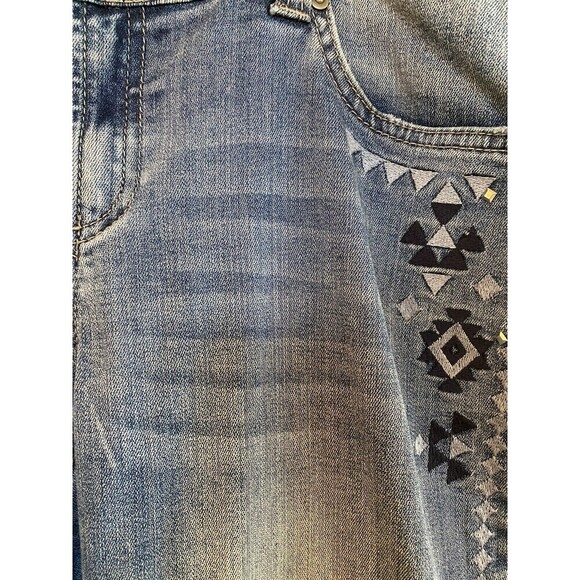INC Denim Jeans With Graphic Going Down The Side Of The Leg. Sz.8 - Picture 5 of 9